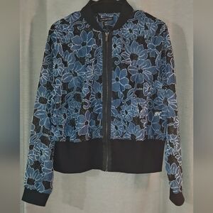 Lane Bryant Blue and Black Textured Bomber Style Jacket Size 14/16 NWT